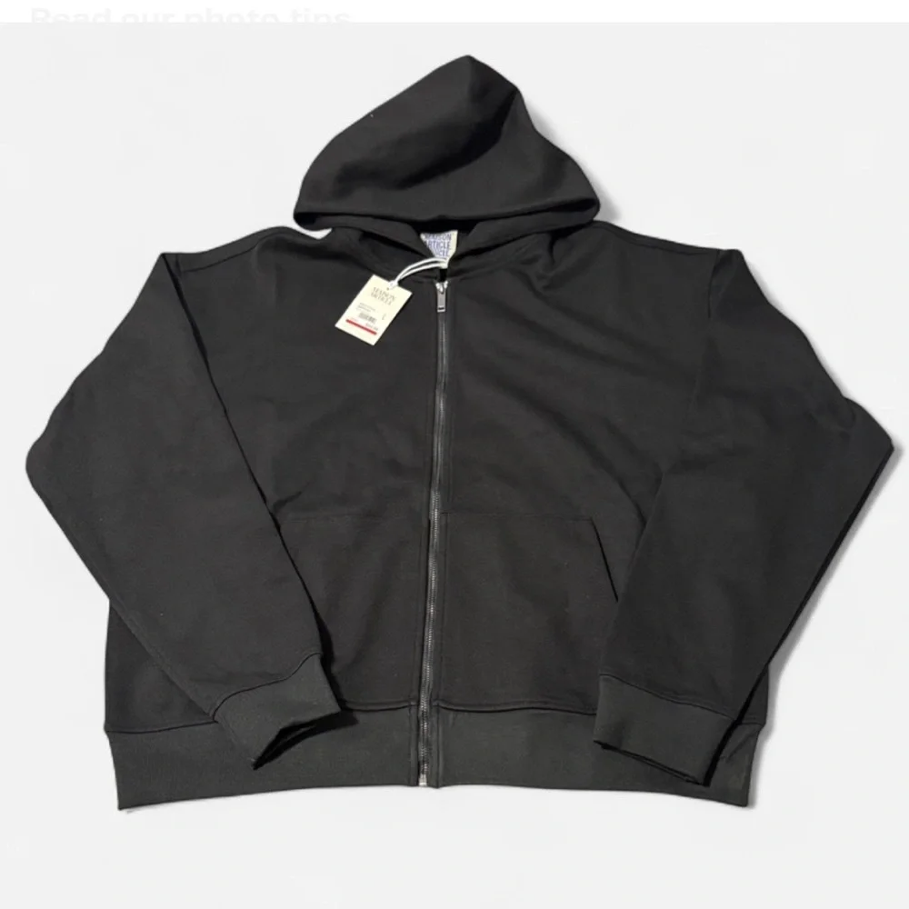Maison Article Black Tech Zip-Up Hoodie Size Large NWT